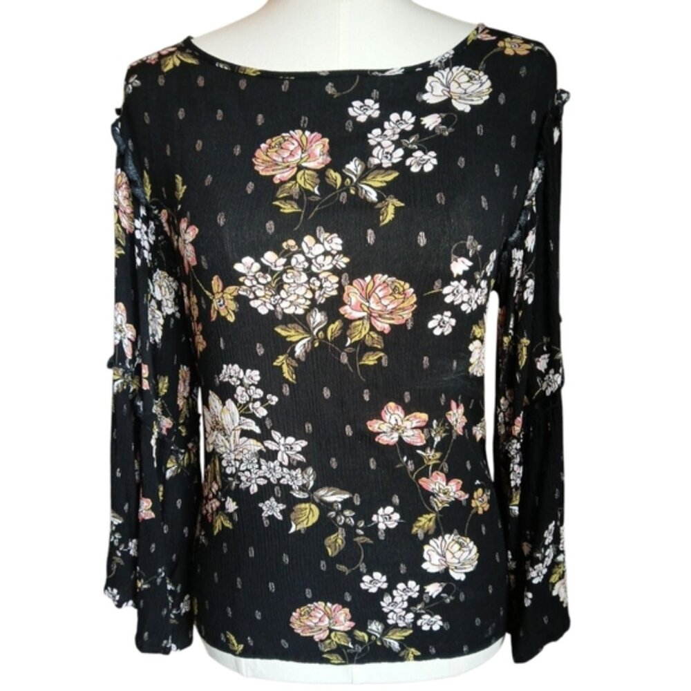 Gypsies & Moondust White and Pink Floral Blouse